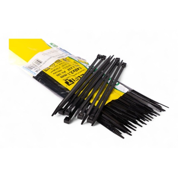 Fascette di cablaggio in nylon - Lunghezza 140mm , larghezza 3,5mm - Nero (100 pezzi) AT2205N
