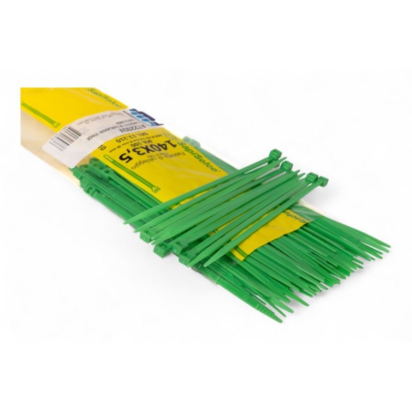 Fascette di cablaggio in nylon - Lunghezza 140mm, larghezza 3,5mm - Verde (100 pezzi) AT2205V