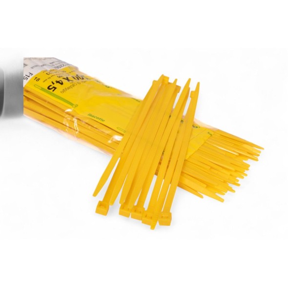 Fascette di cablaggio in nylon - Lunghezza 200mm, larghezza 4,5mm - Giallo (100 pezzi) AT2206G