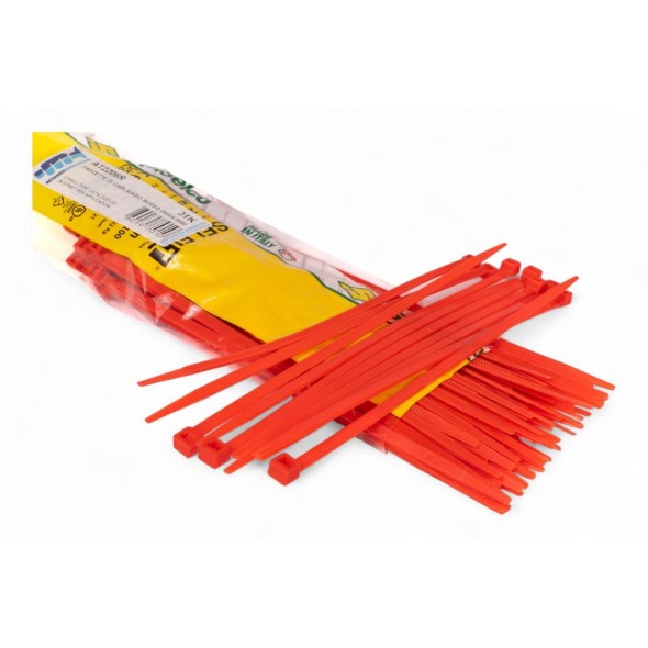 Fascette di cablaggio in nylon - Lunghezza 200mm, larghezza 4,5mm - Rosso (100 pezzi) AT2206R