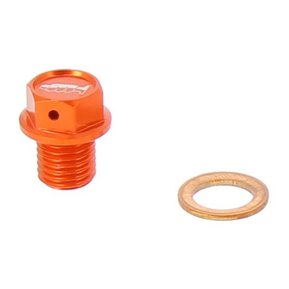 Tappo drenaggio olio con inserto magnetico M12 x 12mm passo 1,50 - KTM - Arancione AV3446A