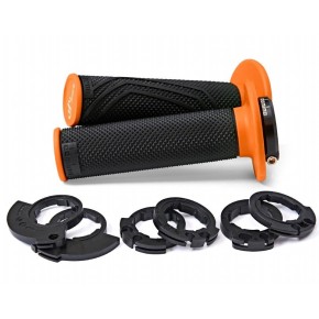 Manopole Lock-On DOMINO D200 con ghiere - Nero/arancione MNL1561A