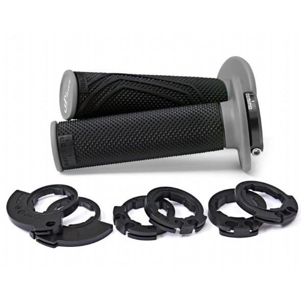 Manopole Lock-On DOMINO D200 con ghiere - Nero/grigio MNL1561G