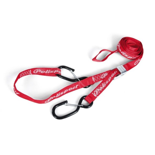 Cinghie ancoraggio con ganci a "S" plastificati POLISPORT - Larghezza 22mm, lunghezza 2,2m (2 pezzi) P8980400001