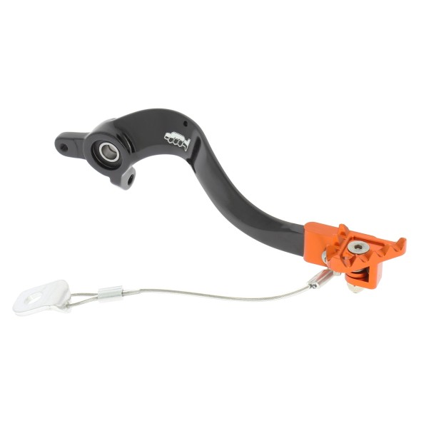 Pedale freno forgiato nero con puntale snodato CNC arancione KTM PDS901A