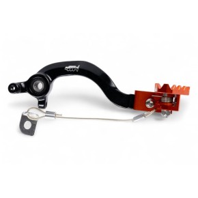 Pedale freno forgiato nero con puntale snodato CNC arancione KTM 65 SX PDS918A
