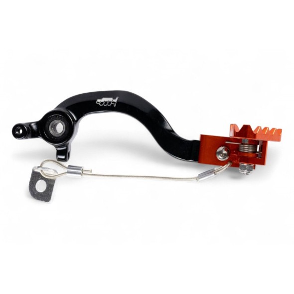 Pedale freno forgiato nero con puntale snodato CNC arancione KTM 65 SX PDS918A