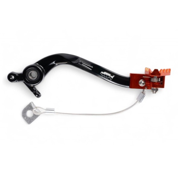 Pedale freno forgiato nero con puntale snodato CNC arancione KTM PDS923A