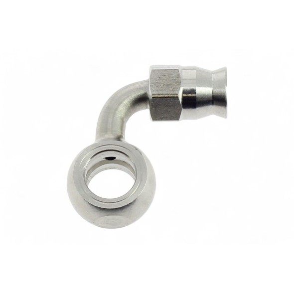 Raccordo occhiello piegato lateralmente a 90° in acciaio inox RTF061