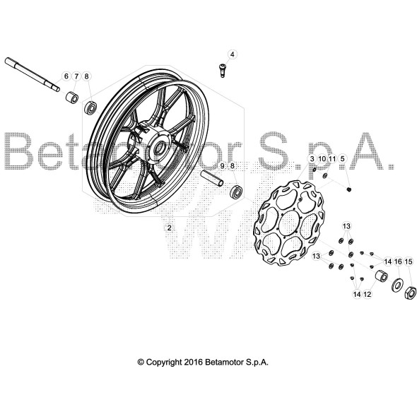 DISTANZIALE DX MOZZO ANT. RR 50CC