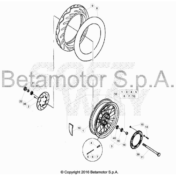 MOZZO POST. C/CUSCINETTI MOTARD 4.0