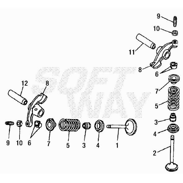 BRACCIO VALVOLE ASPIR./SCARICO 125CC 4T