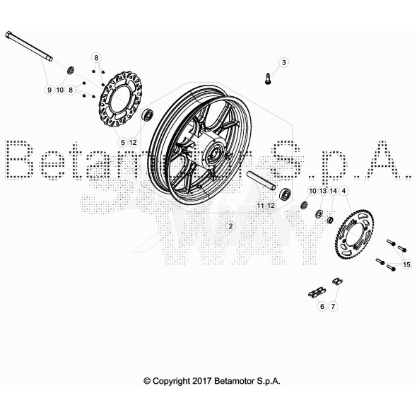 DISTANZIALE RUOTA POST.DX SX VEM125 MOT.