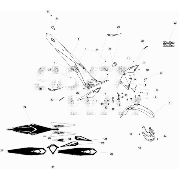 PARAFANGO POST.300CC 4T -ROSSO-COMPLETO-